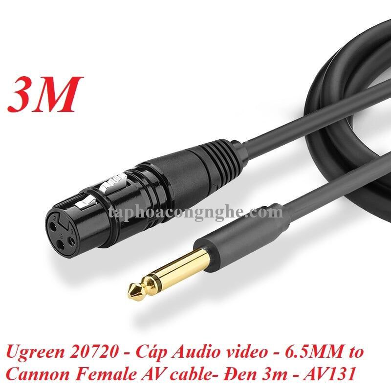 Ugreen 20720 3M màu Đen Cáp âm thanh 6.5mm sang Canon âm AV131 30020720